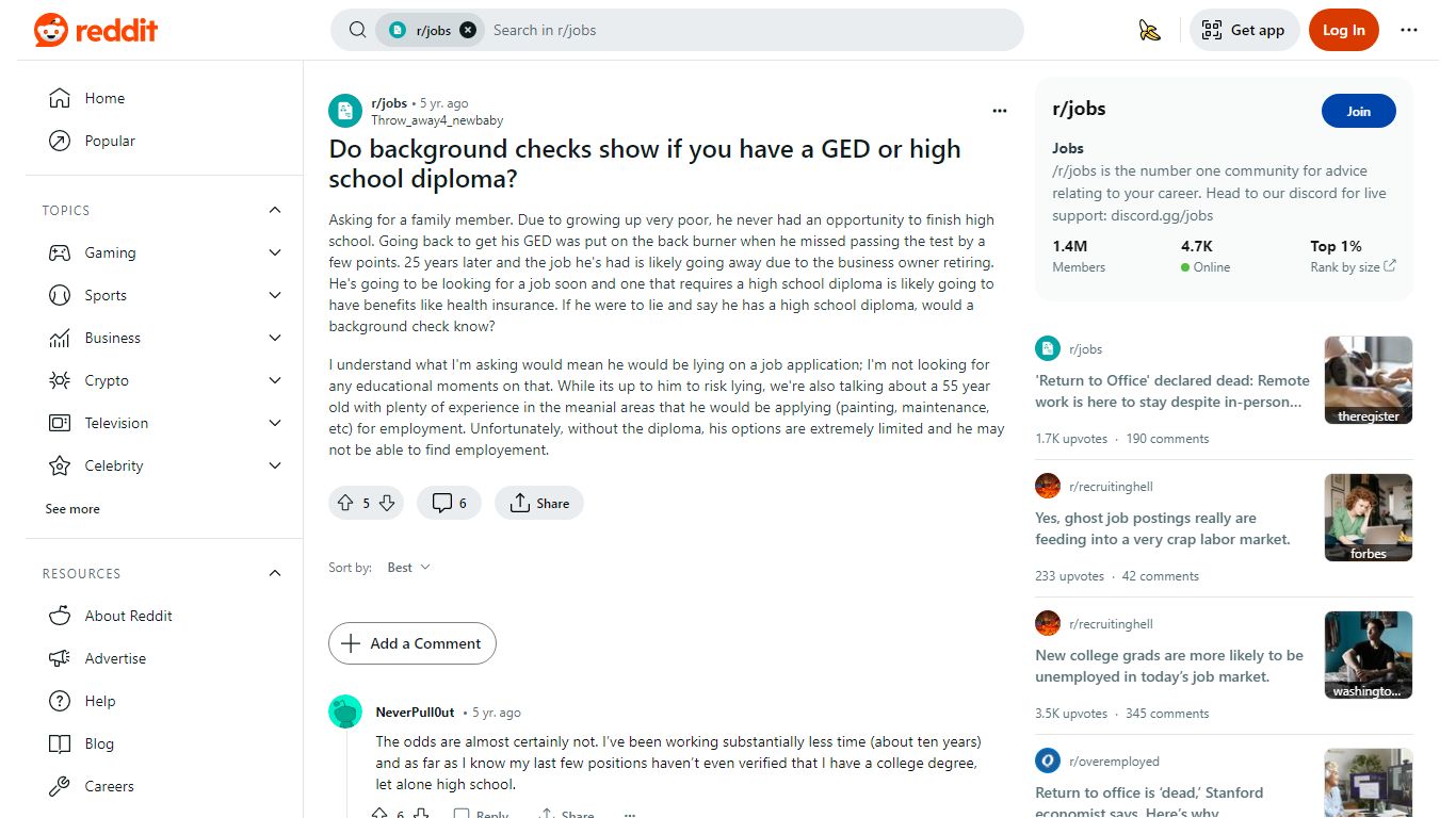 Do background checks show if you have a GED or high school diploma?